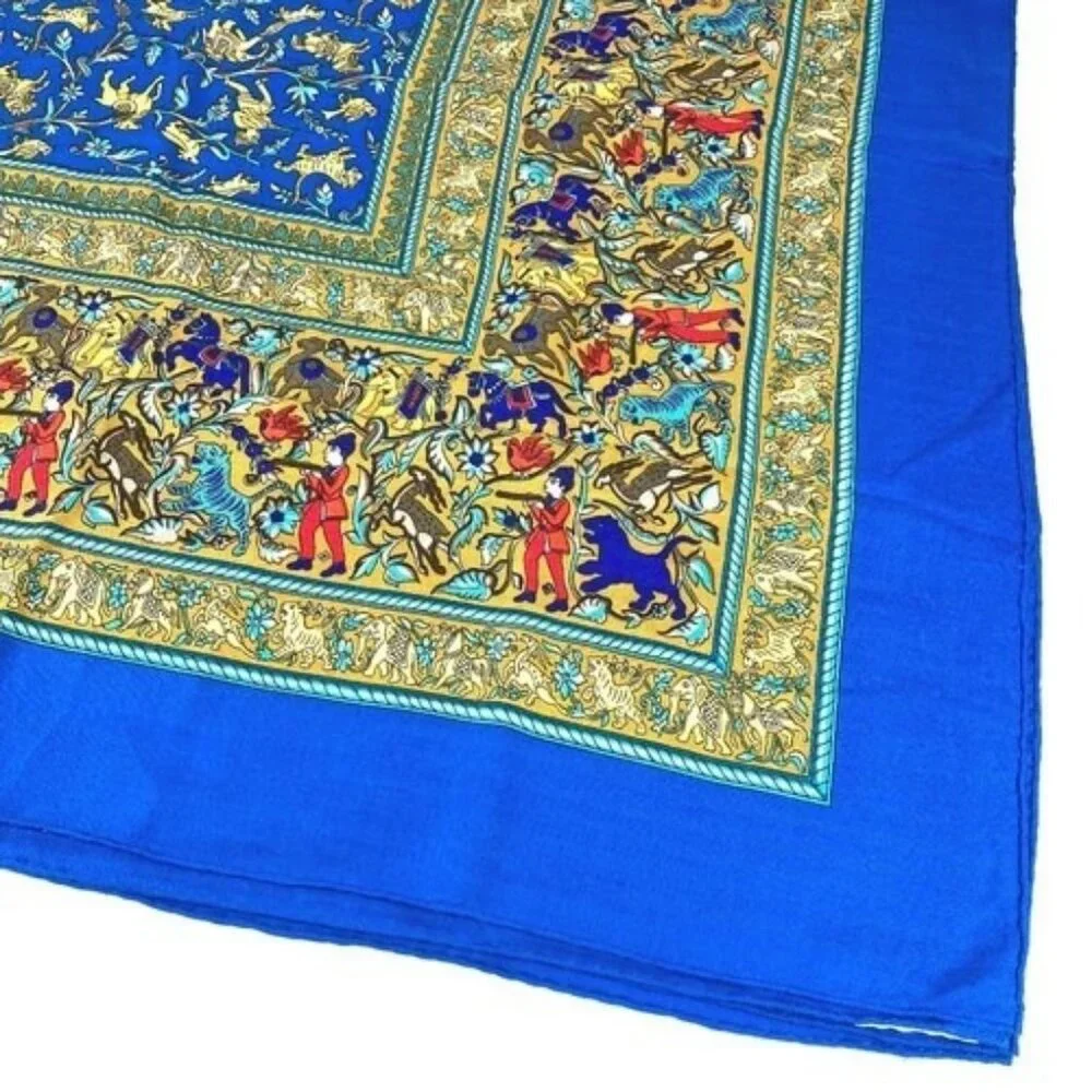 HERMES CHASSE EN INDE Indian Hunting Calle Jean 140 Large Shawl Stole Scarf - Picture 9 of 12